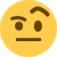 Émoji face with one eyebrow raised