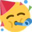 Émoji face with party horn and party hat